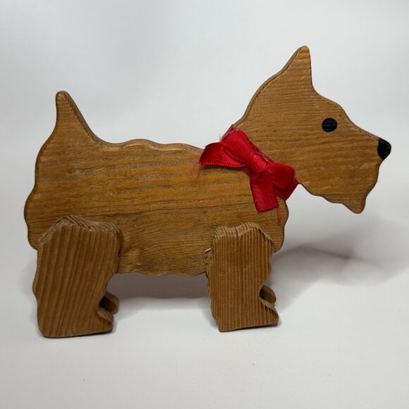 Wooden Dog Scottish Terrier Vintage Decor Shelf Sitter - Picture 1 of 7